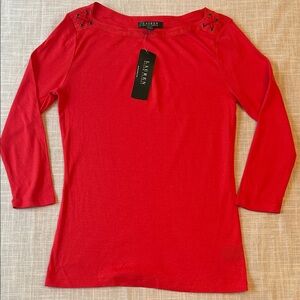 NWT Ralph Lauren Red Long Sleeve Women's Top
